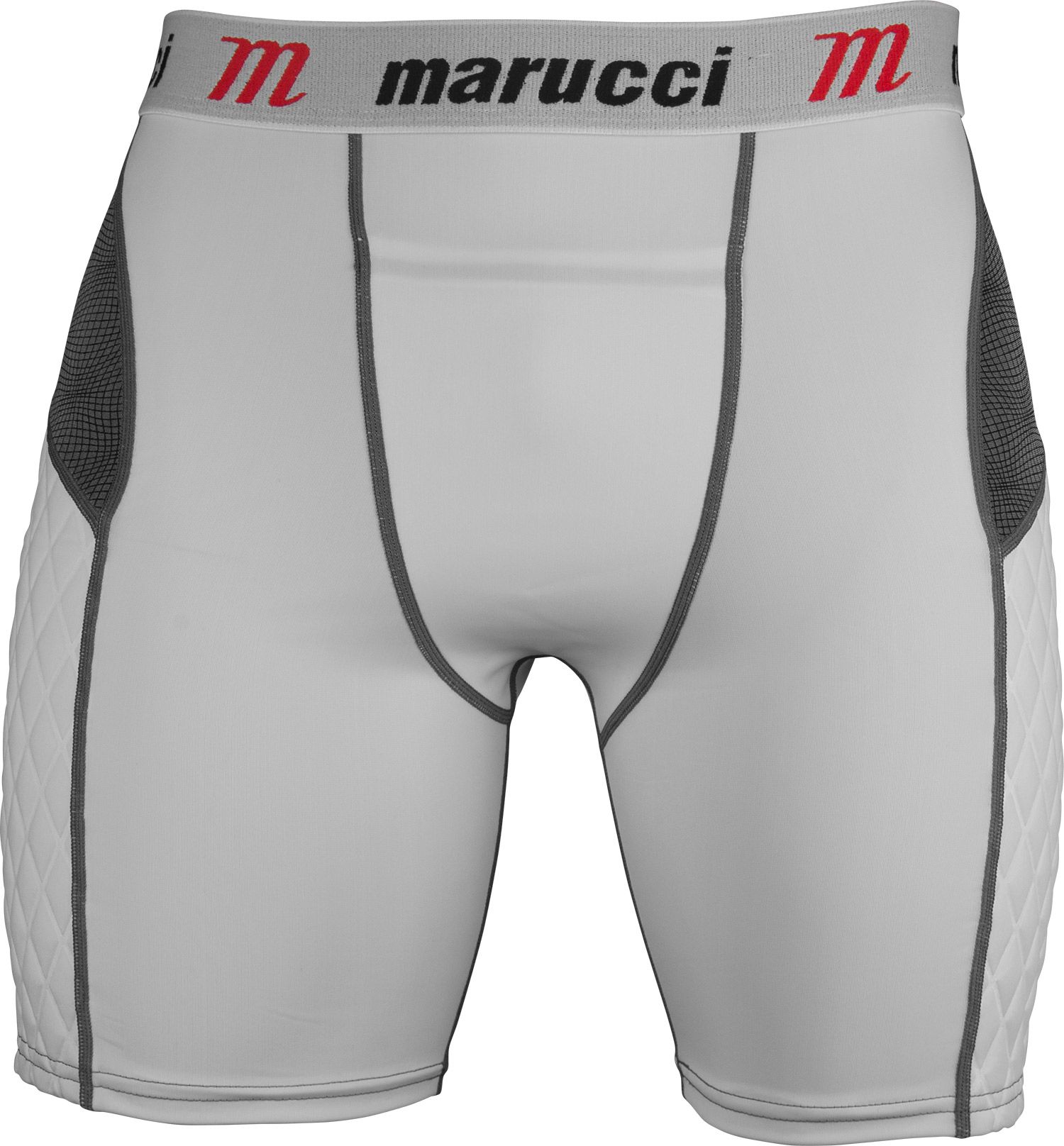 Marucci Boys' Padded Baseball Sliding Shorts w/ Cup, Large, White