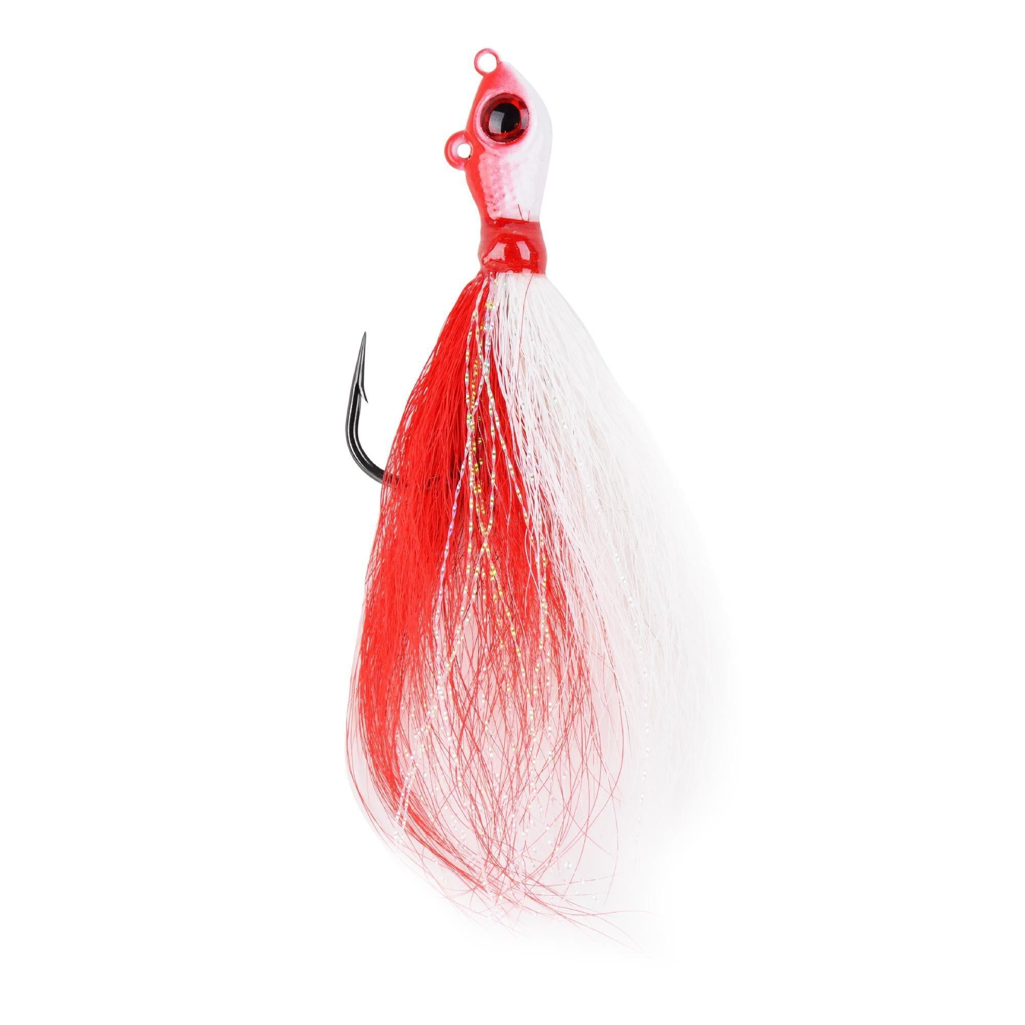 Mustad Big Eye Bucktails Fishing Jigs, Red White