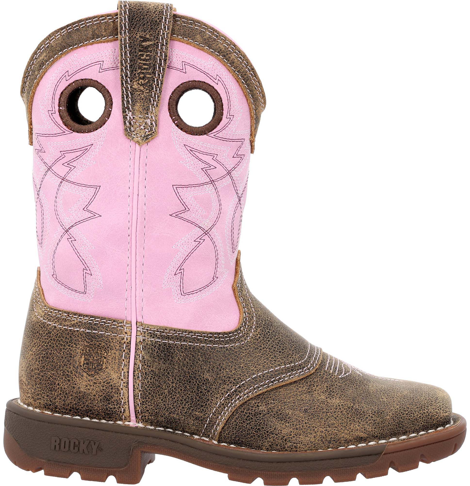Rocky Youth Legacy 32 Western Boots, Size 5, Brown/Pink