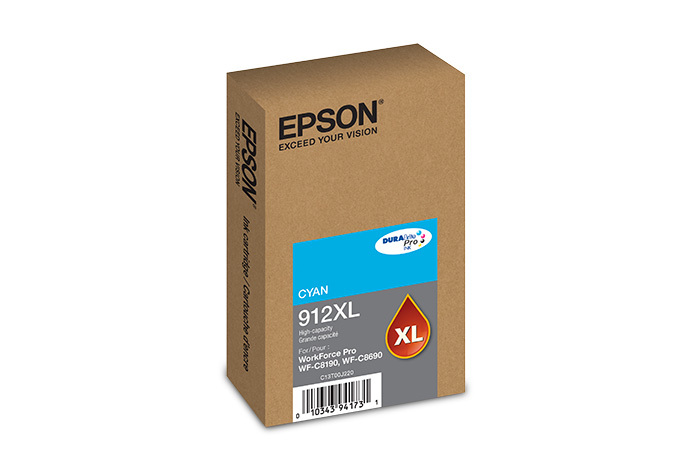 Epson T912XL, Cyan Ink Cartridge, High-
