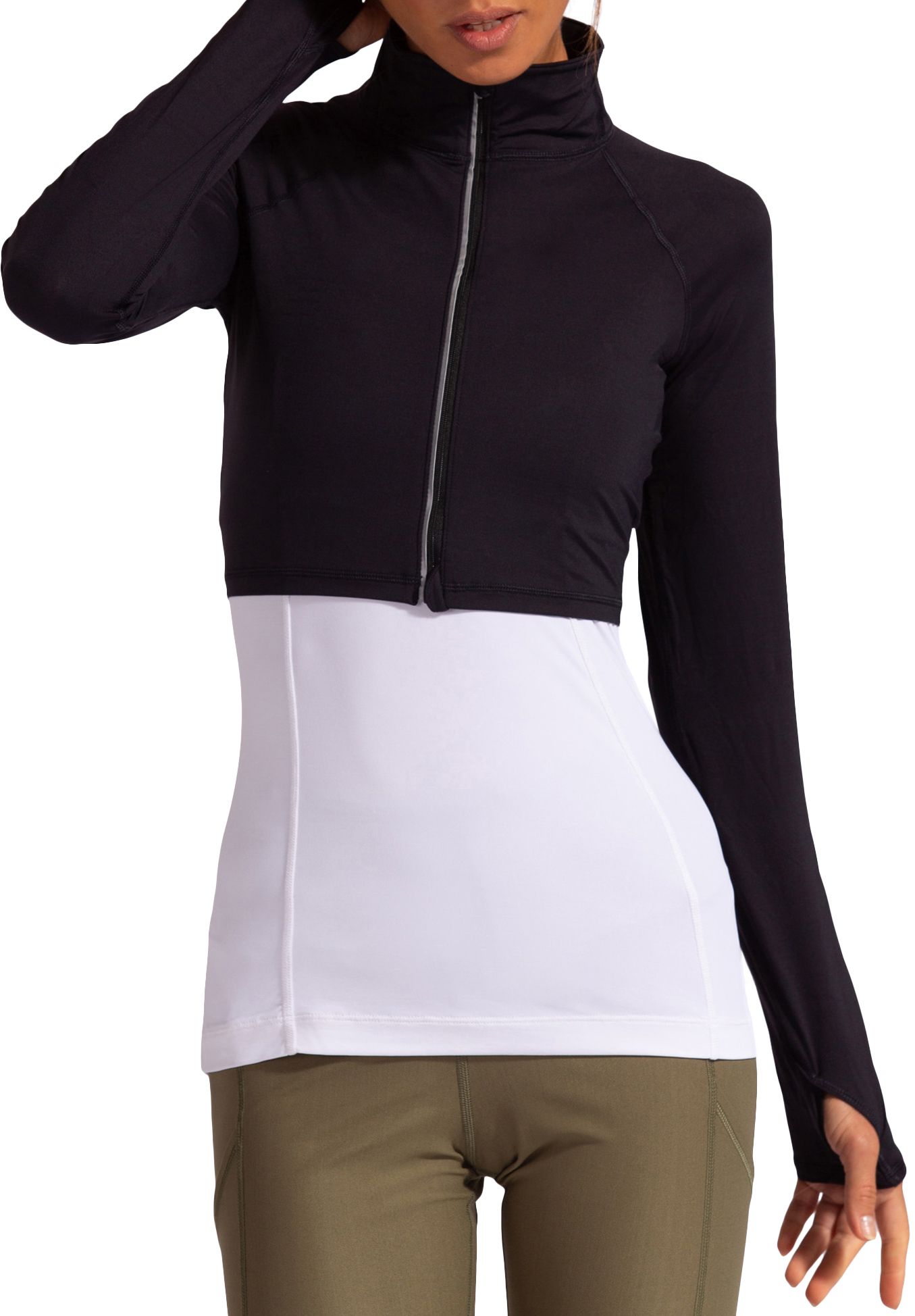 BloqUV Women's Sun Protective UPF 50 Full Zip Crop Top, XS, Black