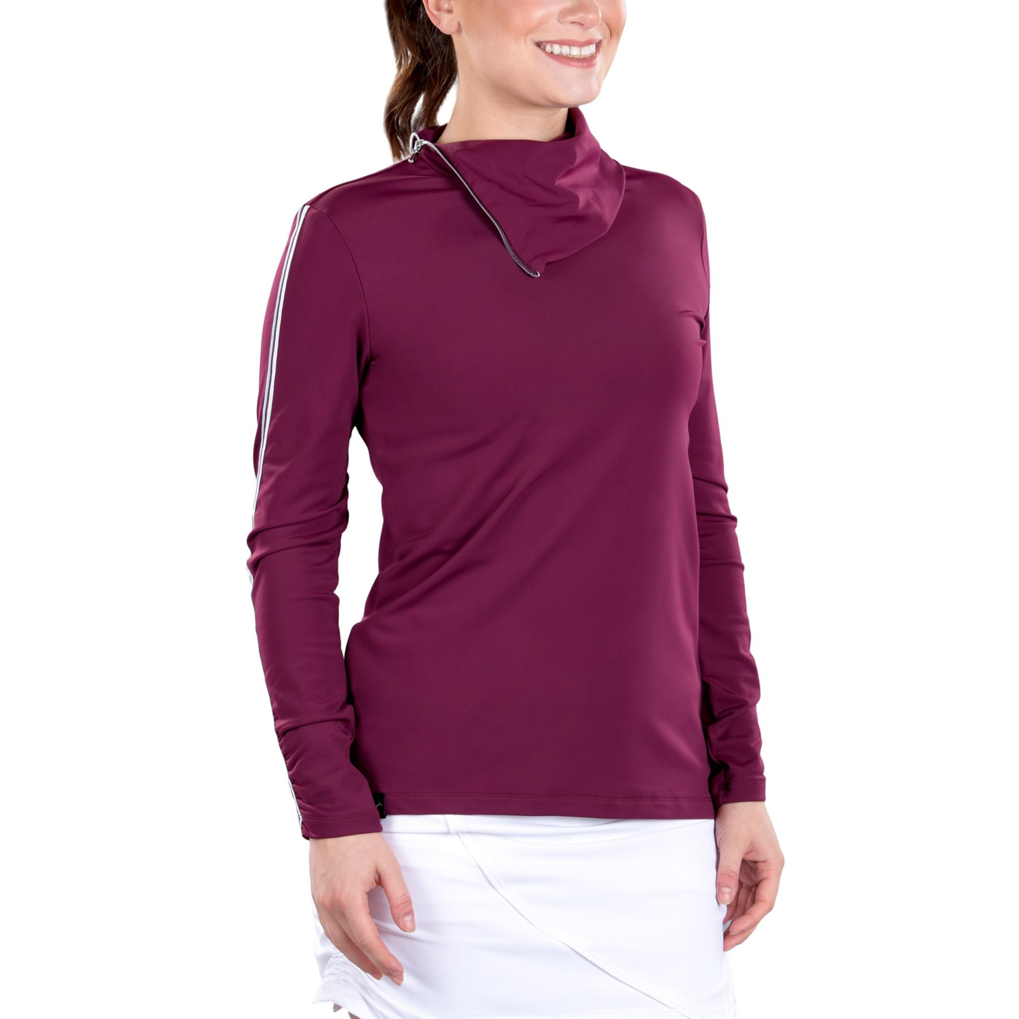 SwingDish Women's Ellie Long Sleeve Golf Top, XXL, Mulberry Purple