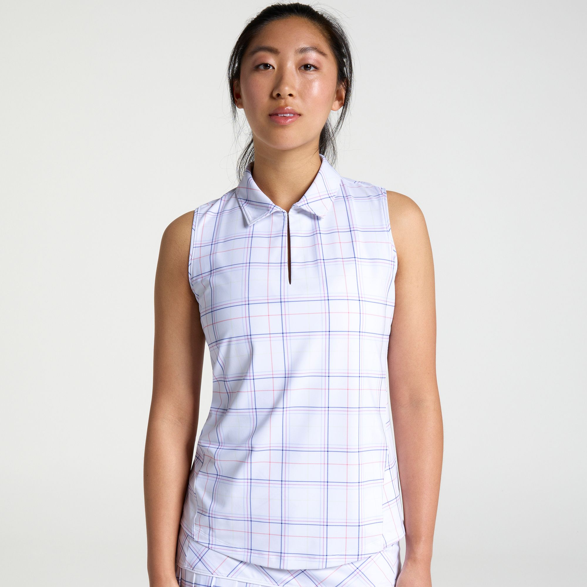 Walter Hagen Women's Golf Performance 11 Fashion Sleeveless Polo, Large, Birdie Plaid