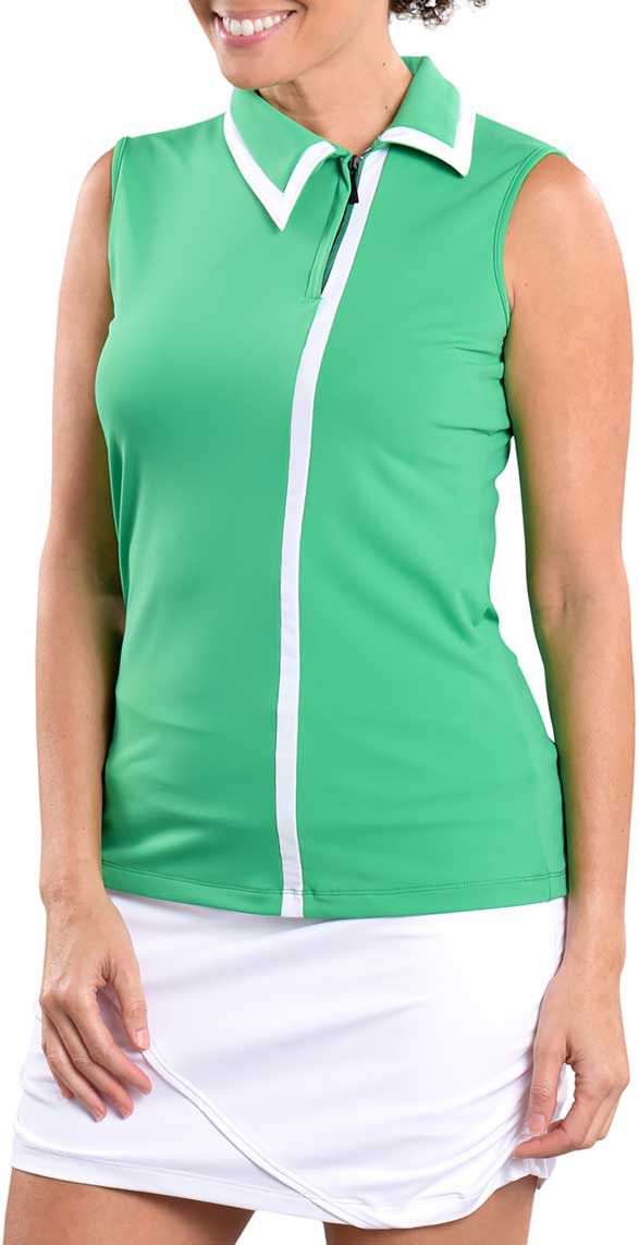SwingDish Women's Kelly Sleeveless Golf Polo, Large, Green
