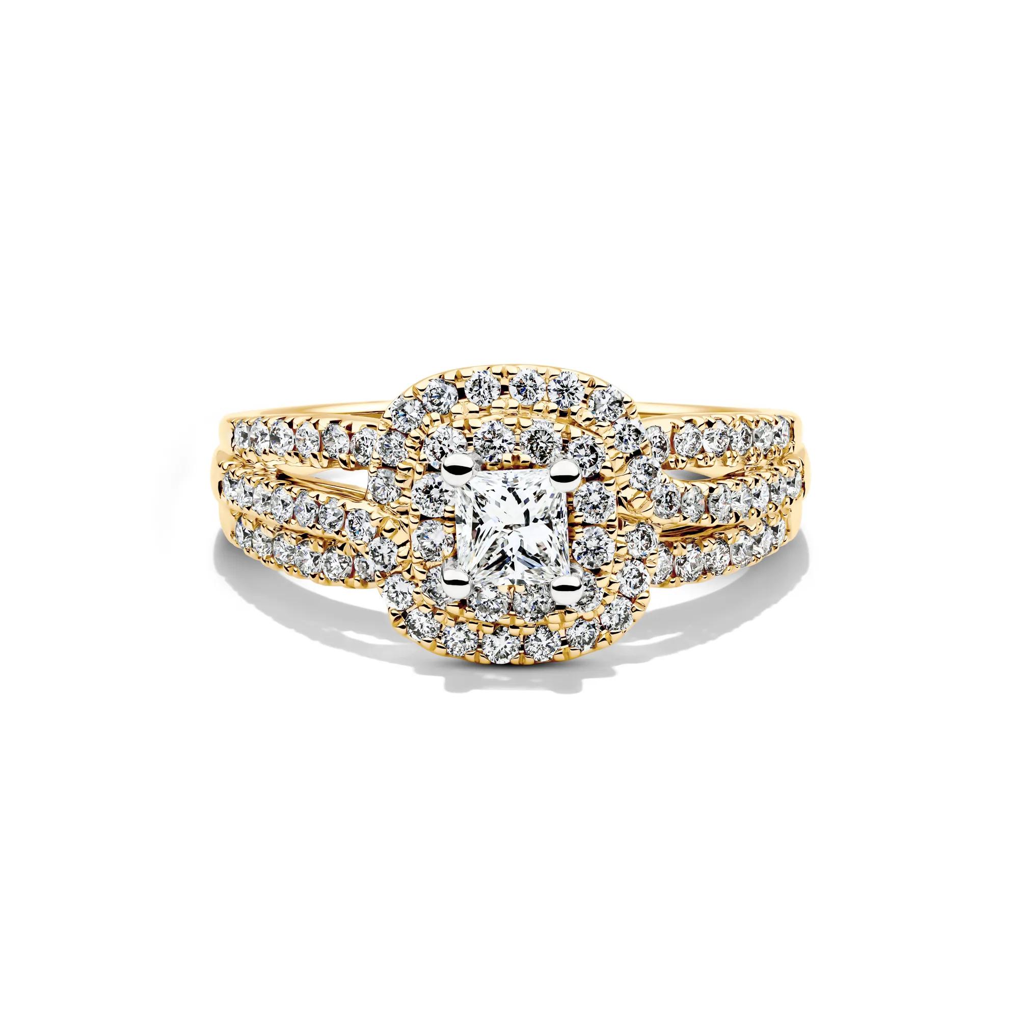 1 ct. tw. Diamond Double Halo Engagement Ring | 14K Yellow Gold | Size 5 | 2mm | Signature Collection