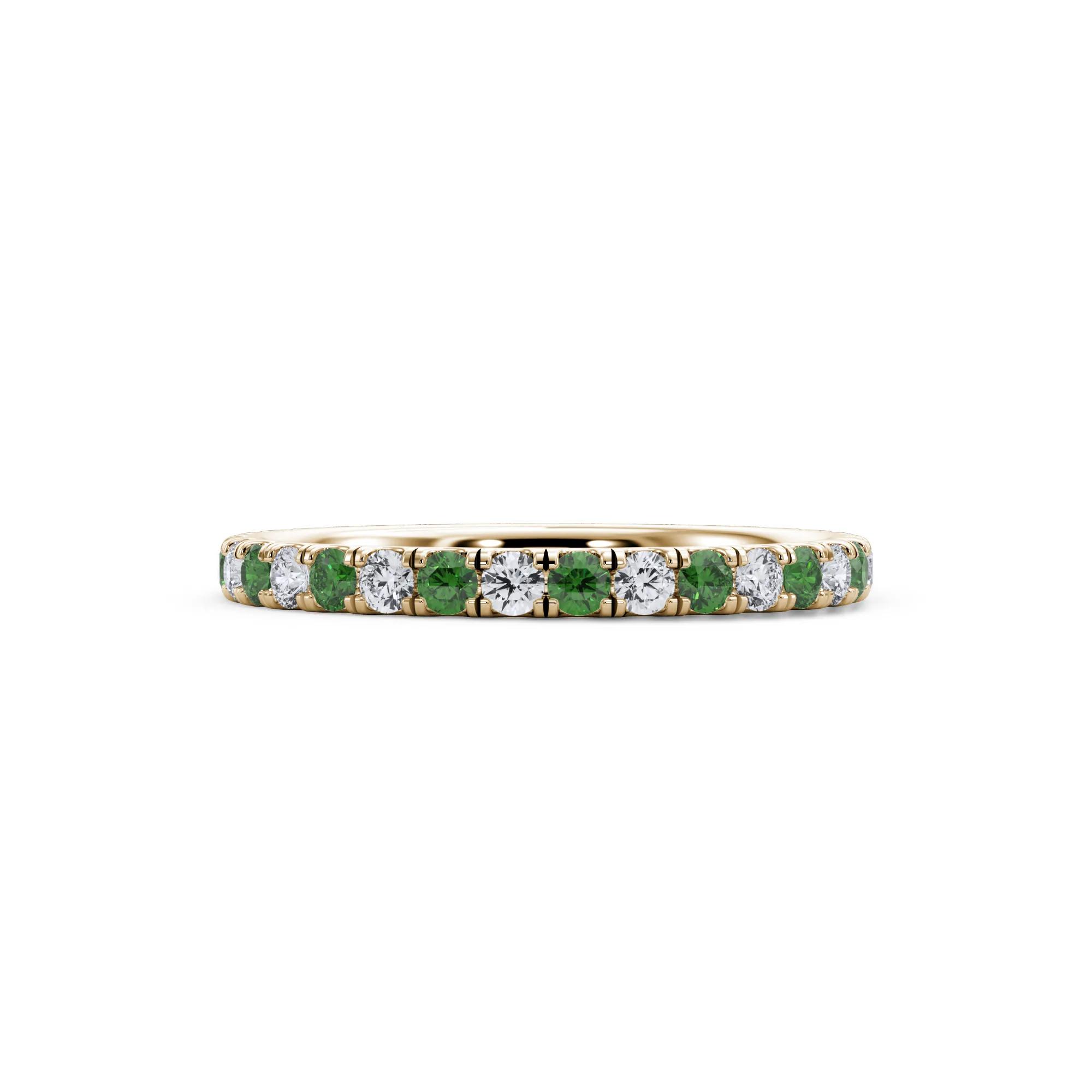1/3 ct. tw. Lab Grown Diamond & Lab-Created Emerald Anniversary Band Ring | 14K Yellow Gold | Size 5.5 | 3mm | Helzberg Lab Grown Diamonds