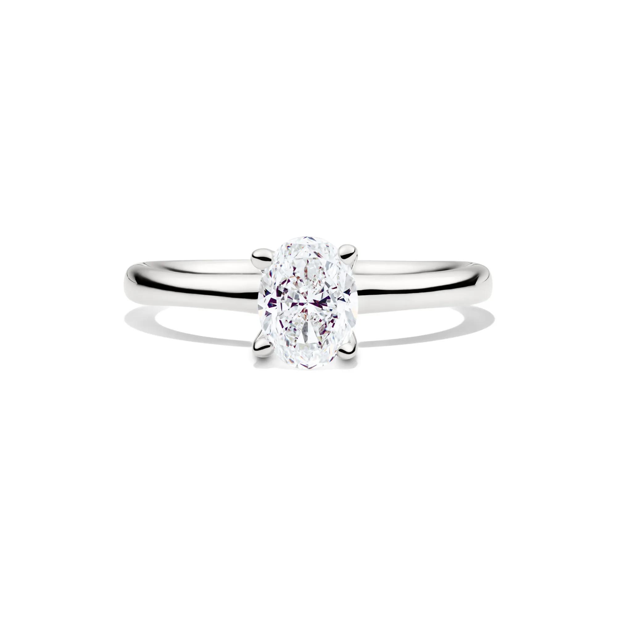 Diamond Oval Solitaire Engagement Ring | 14K White Gold (1 ct.) | Size 5.5 | 2mm | Signature Solitaires