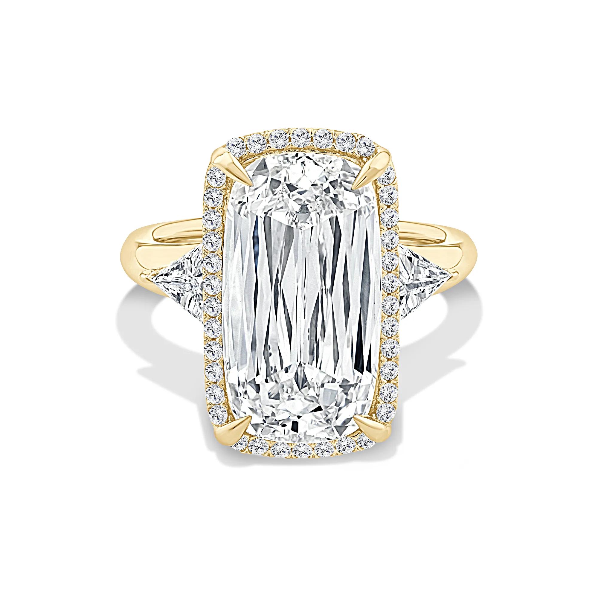 9 ct. tw. Lab Grown Diamond Elongated Cushion Halo Engagement Ring | 18K Yellow Gold | Size 8.5 | Luxe Jewelry