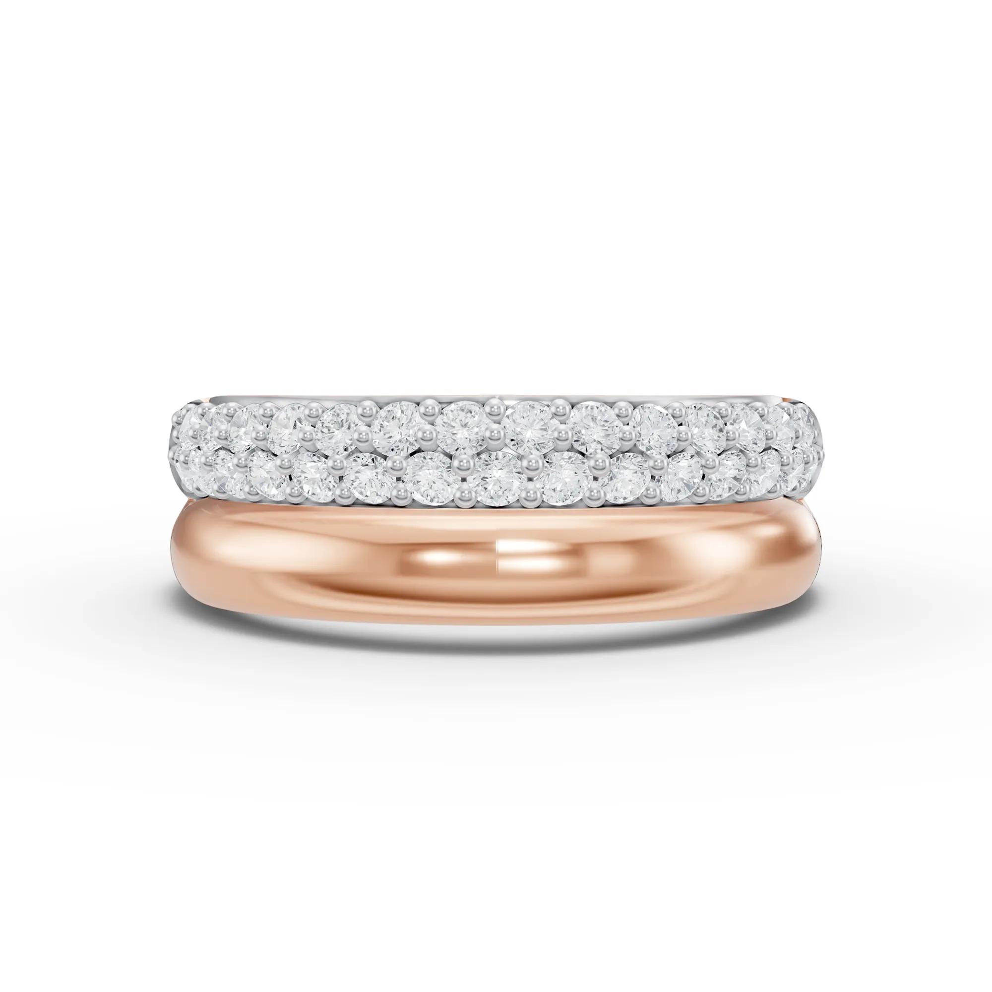 1/2 ct. tw. Lab Grown Diamond Double Row Band Ring | 10K Rose Gold | Size 6.5 | Helzberg Lab Grown Diamonds