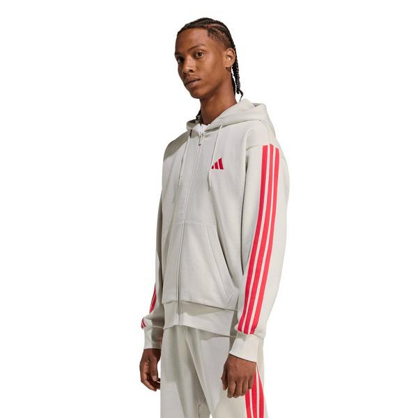 adidas Men's Essentials 3-Stripes Fleece Hoodie - Beige/Red
