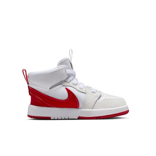 Jordan 1 Mid RM EasyOn "White/Black/University Red" Preschool Boys' Shoe