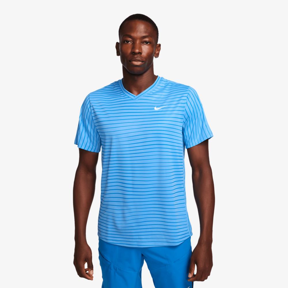 NikeCourt Dri-FIT Victory Men's Short Sleeve Tennis Top, Blue Short Sleeve Top